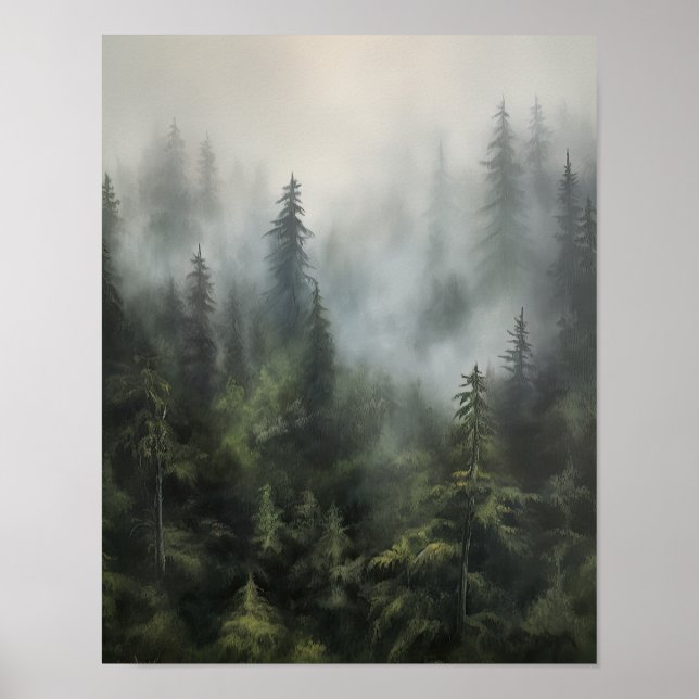 Floresta Foggy Landscape Art Impressão (Frente)