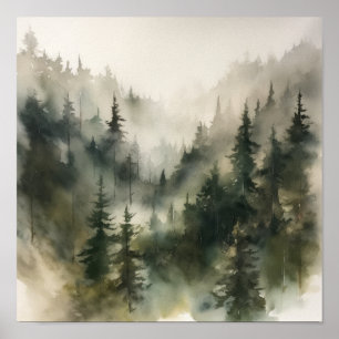 Floresta Foggy Landscape Art Impressão