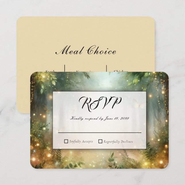 Floresta Mística, Magia de Prado de Casamento RSVP (Frente/Verso)