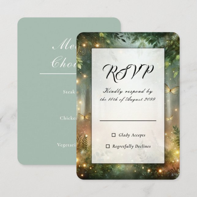 Floresta Mística, Magia do Prado, Casamento RSVP (Frente/Verso)