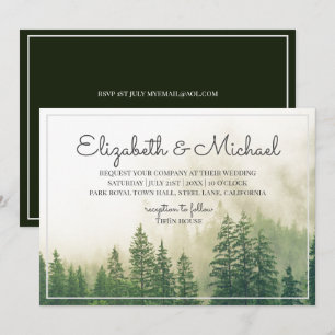 Floresta Pine Árvores Montam Convites de Casament