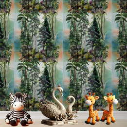 Floresta Tropical Alta Verde Natureza Aquarela