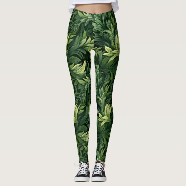 Floresta Verde Deixa Leggings Multiverso-Impressão (Frente)