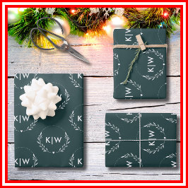 Floresta Verde e Branco | Monograma de Iniciais Mo