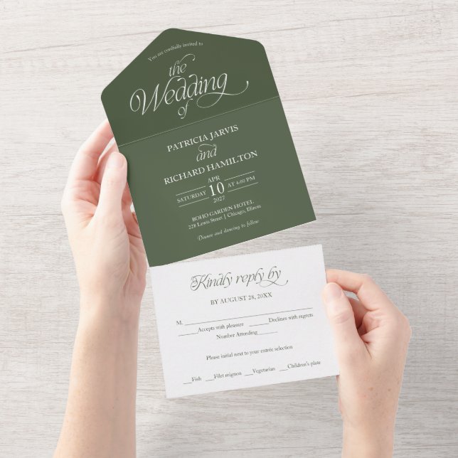 Floresta Verde Minimalista Casamento Elegante (Aba destacável)