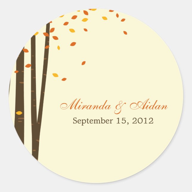 Florestas Favor Adesivo ou Envelope Selo-Laranja (Frente)