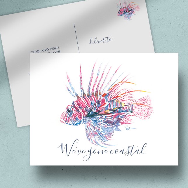 Flórida Novos Cartões de Endereço Aquarela Peixe t (New address cards watercolor lion fish art by Victoria Grigaliunas Do Tell A Belle)