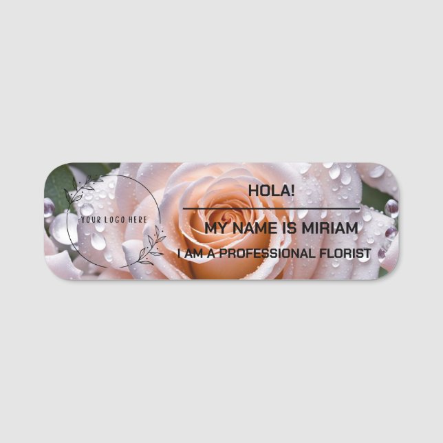 Florista menos nome de etiqueta formal. Rosa. fund (Frente)