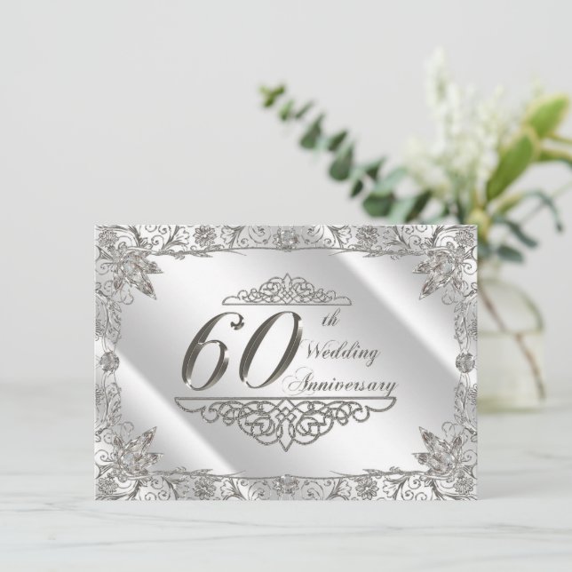 Flourish Convite de Aniversário de Casamento de Di (Em pé/Frente)
