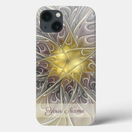 Flourish Dourado Moderno Floral Fractal Nome Abstr