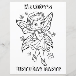 Flower fairy birthday party coloring activity 