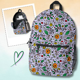 Flower Pattern orange Swirl Berry on Lilac -