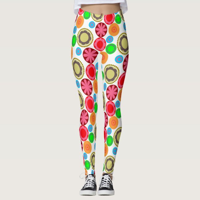 Flower Power em Fileiras 002 Leggings (Frente)