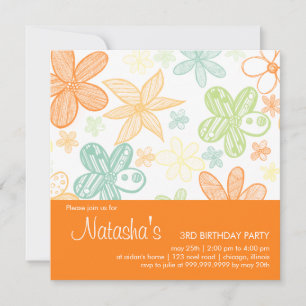 Flower Scribbles ・ Convite de Aniversário