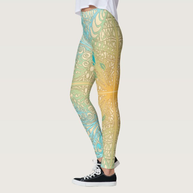 Flower Square Rose Overlay Lace Art Leggings (Esquerda)
