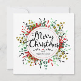 Flower Wreath de Cartão de Natal Quadrado