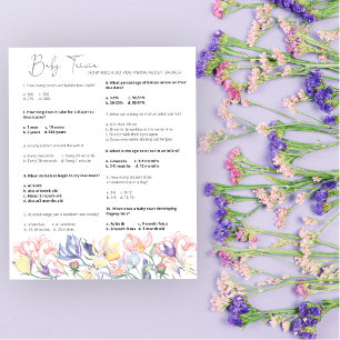 Flowers Baby Trivia Jogo do Chá de fraldas