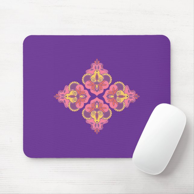 Flowers on Purple Mousepad (Com mouse)