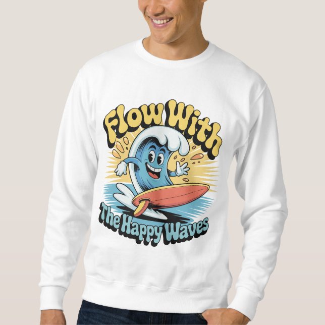 Flua Com as Ondas Felizes Estilo Surf Camiseta Mas (Frente)