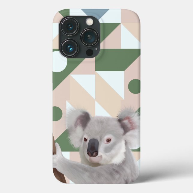 Fluffy Koala Green Fundo Geométrico (Verso)