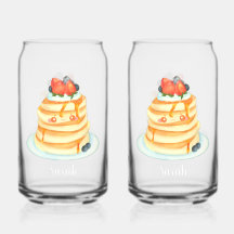 Fluffy Pancakes Com Xarope, Fruta E Creme De Mapea