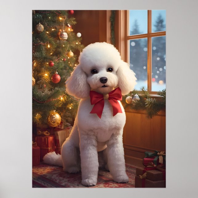 Fluffy Poodle Christmas Poster (Frente)
