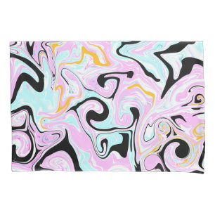 Fluid Art Cotton Candy Pink, Teal, Preto e Dourado