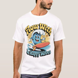 Fluir Com as Ondas Felizes Estilo Surf Camiseta Ma