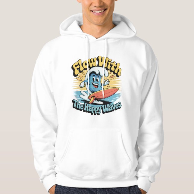 Fluir Com as Ondas Felizes Estilo Surf Camiseta Ma (Frente)