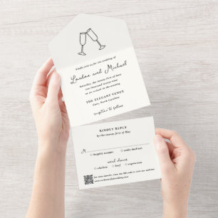 Flutes Desenhadas à Mão Código QR Casamento Modern