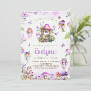 Flutter Leiteiro Twirly Purple Aniversário Convite