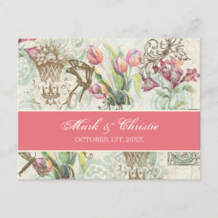 Flutterbyes 'n Tulips Cartão RSVP de Casamento Ele
