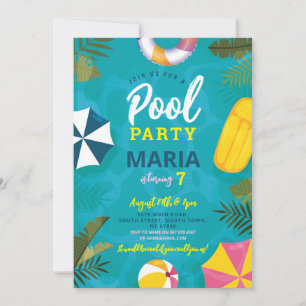 Flutuadores de Festa na Piscina Convite de Anivers