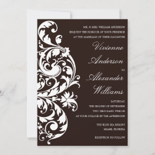 FLUXO PRETO E BRANCO CONVITE DE CASAMENTO