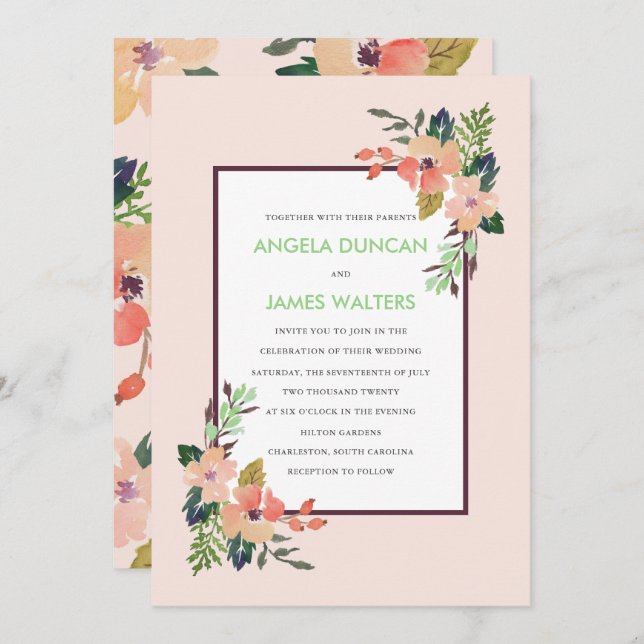 Fluxos de Canto de Água Convite para Casamento (Frente/Verso)