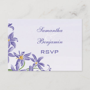Fluxos de Mola Roxo de Aquarela RSVP de Casamento