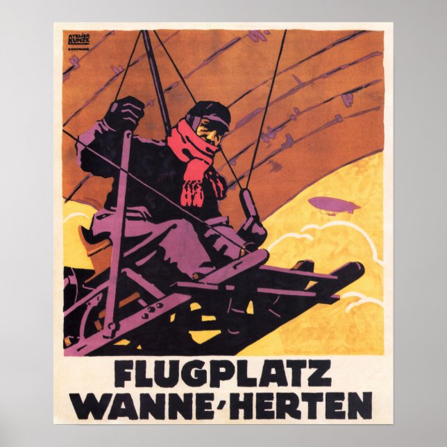 FLY FLUGPLATZ WANNE HERTEN Vintage Posters alemães (Frente)