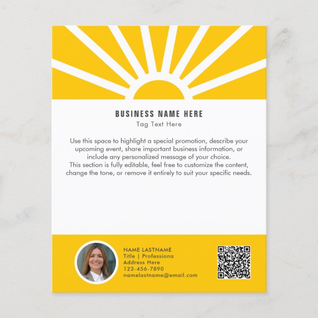 Flyer 1 | Foto personalizada QR Moderno Sunrise Amarelo (Frente)