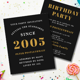 Flyer 2005 Budget 21st Birthday Invitation Black Gold