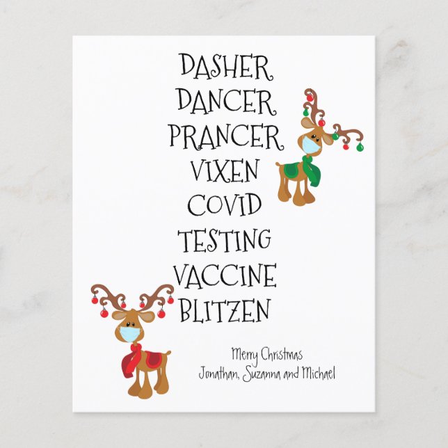 Flyer 2021 Covid Christmas Reindeer Names Budget (Frente)