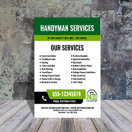 Flyer 24/7 Handyman & Plumbing Services BLACK GREEN