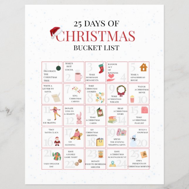 Flyer 25 Days of Christmas Bucket List Art (Frente)