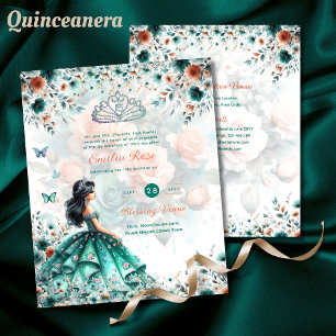 Flyer 25 Orçamento Turquesa Floral de Quinceanera