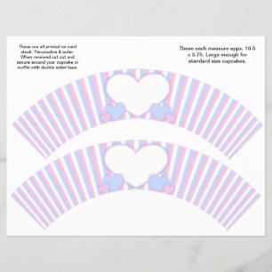 Flyer 2 Corações e tiras Invólucros de Cupcakes Personal