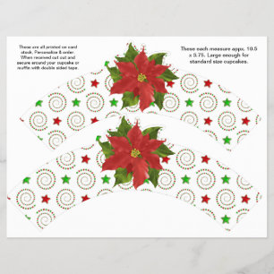 Flyer 2 Cupcakes Personalizados de Poinsettia de Natal