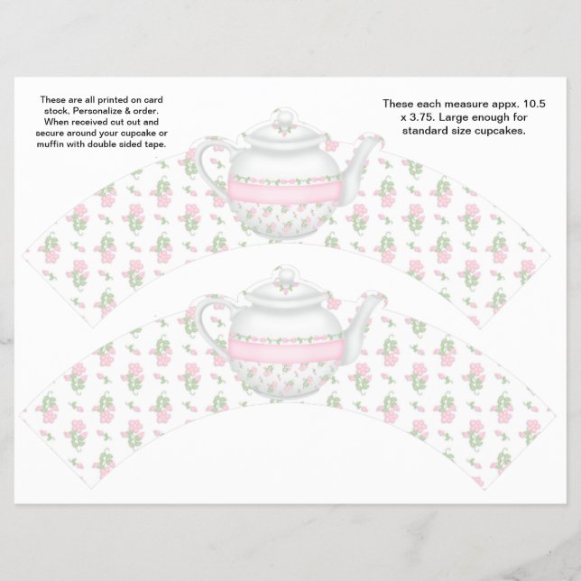 Flyer 2 Embrulhos de Cupcake Personalizados Chaleira de  (Frente)