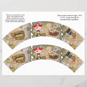 Flyer 2 Embrulhos de Cupcake Personalizados Tema Pirata