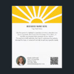 Flyer 2 | Foto personalizada QR Modern Yellow Sunrise co<br><div class="desc">Como se explica a sua marca de uma forma nova e inspiradora com este personalizável folheto de negócios moderno. Projetado para irradiar positividade e profissionalismo, ele apresenta um nascer de sol amarelo quente com raios solares em um fundo branco limpo, perfeito para empresas que querem fazer uma primeira impressão confiante...</div>