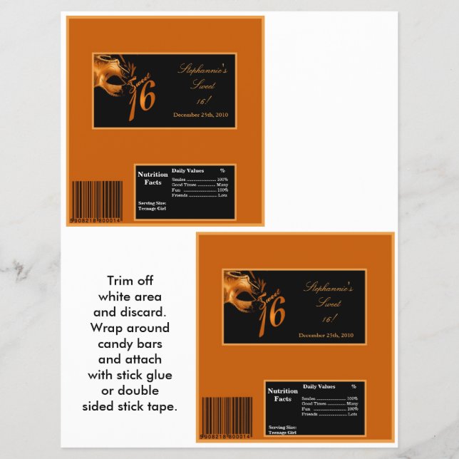 Flyer 2 Grande Bar de Hershey Sweet 16 Orange (Frente)