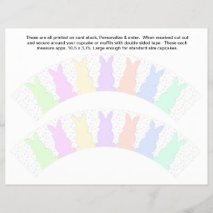 Flyer 2 Pastel Bunnies Baby Personalize Wrappers Cupcake